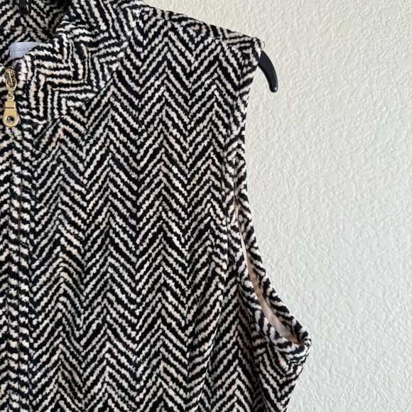Chevron Fleece Vest Neutral Zip Front XL Winter Layering Charter Club Cozy - Picture 8 of 10